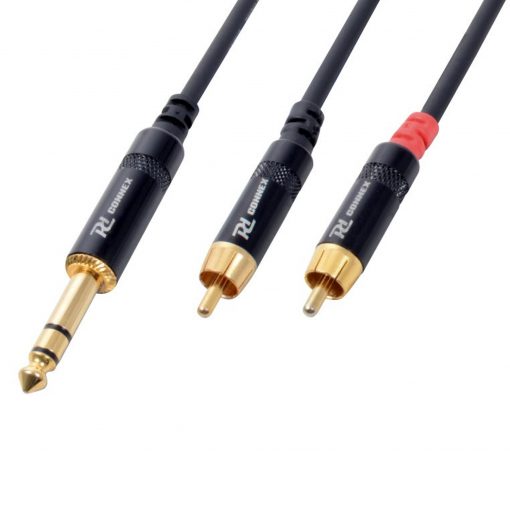 1.5M Signal Lead 6.3 Stereo to 2x RCA Male