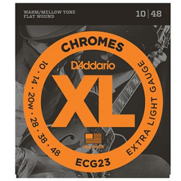 D'Addario ECG23 Chromes Flat Wound,Extra Light, 10-48 Electric Guitar Strings