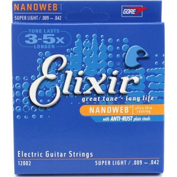 Elixir 12002 Nanoweb Super Light Electric Guitar Strings 009-.042