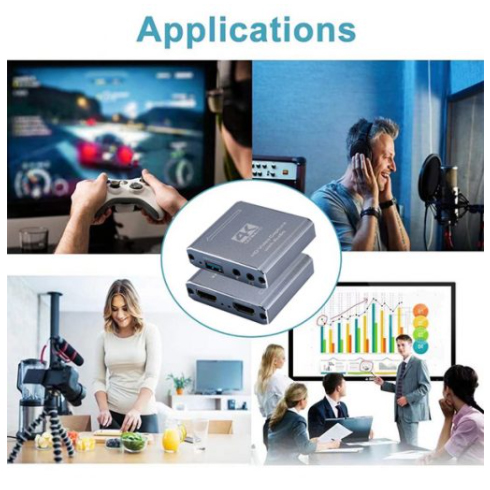 HDMI PASS TROUGH TO USB CAPTURE CARD WITH MIC IN AUDIO OUT