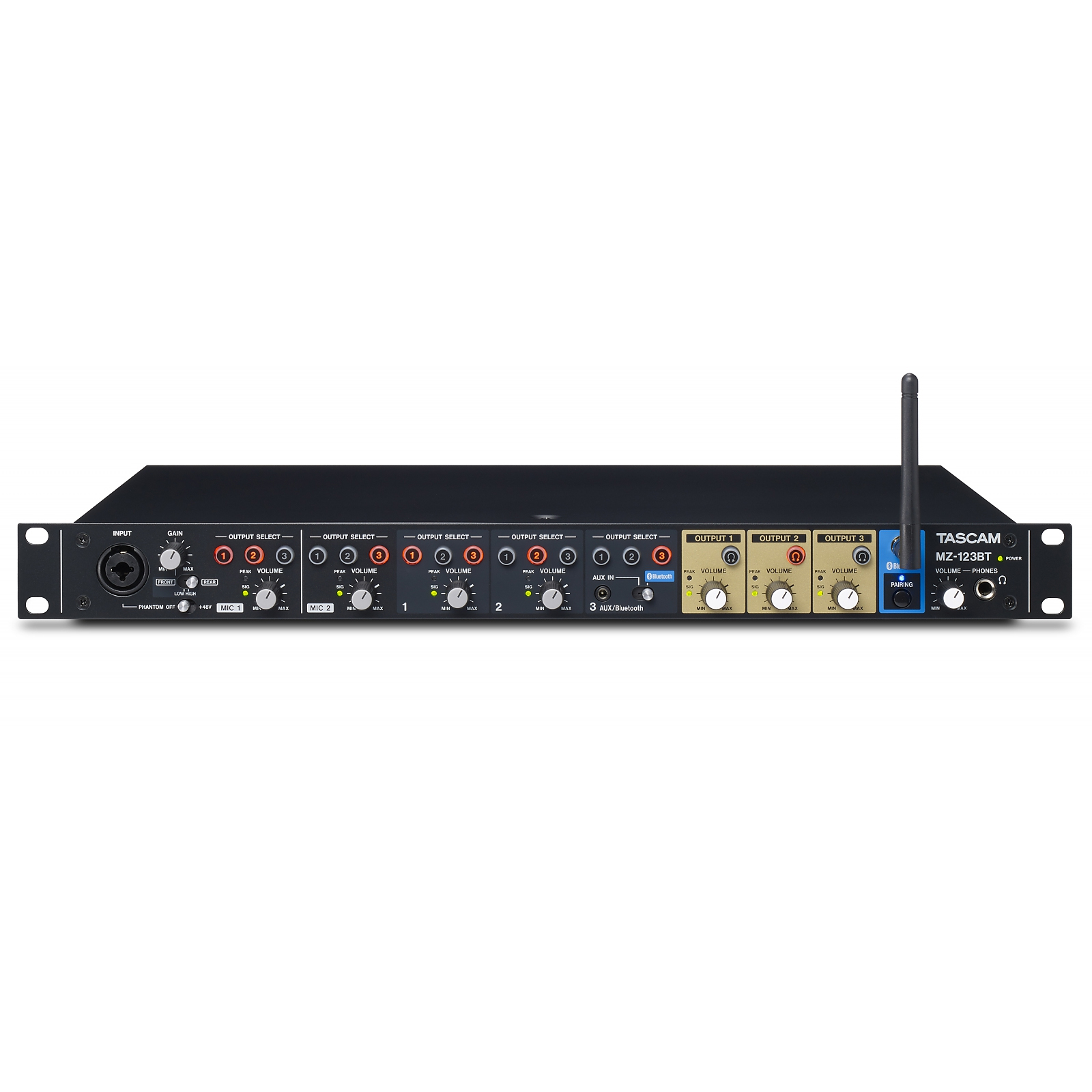 Tascam MZ-123BT 3-channel Rackmount Multizone Mixer - Image 2