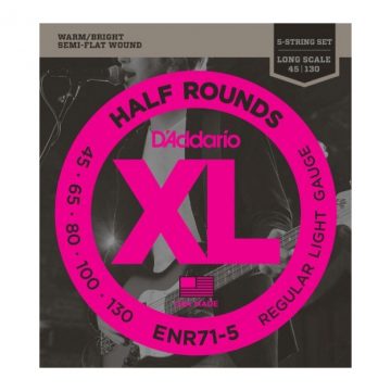 D'Addario ENR71-5 45-130 Half Round Bass Long Scale 5 String Bass Guitar Strings