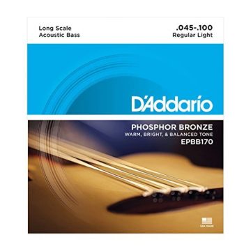 D'Addario EPBB170 45-100 Phosphor Bronze Long Scale 4 String Acoustic Bass Guitar Strings