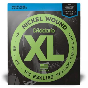 D'Addario ESXL165 45-105 XL Nickel Round Wound Custom Light Double Ball End Long Scale Bass Guitar Strings