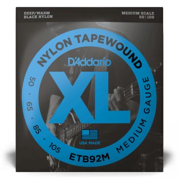 D'Addario ETB92M 50-105 Nylon Tapewound Medium Bass Guitar Strings