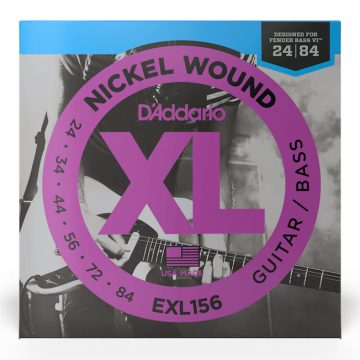 D'Addario EXL156 24-84 6 XL Nickel Wound 6 String Bass Guitar Strings for Fender Bass IV