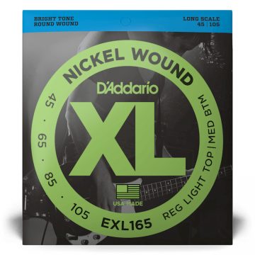 D'Addario EXL165 45-105 Nickel Wound Bass Custom Light Long Scale 4 String Bass Guitar Strings