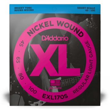 D'Addario EXL170S 45-100 Nickel Wound Light Short Scale Bass Guitar Strings