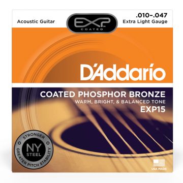D'Addario EXP15 10-47 Coated Phosphor Bronze Extra Light Acoustic Guitar Strings