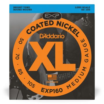 D'Addario EXP160 50-105 Coated Nickel Wound Bass Medium Long Scale 4 String Bass Guitar