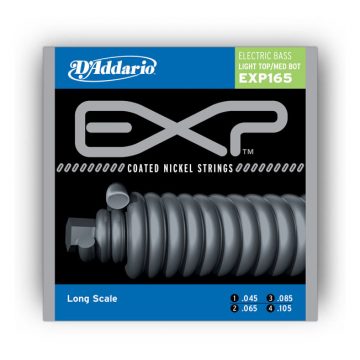 D'Addario EXP165 45-105 Coated Nickel Wound Bass Light Top Medium Bottom Long Scale 4 String Bass Guitar