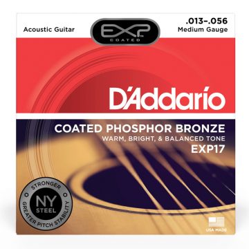 D'Addario EXP17 13-56 Coated Phosphor Bronze Medium Acoustic Guitar Strings